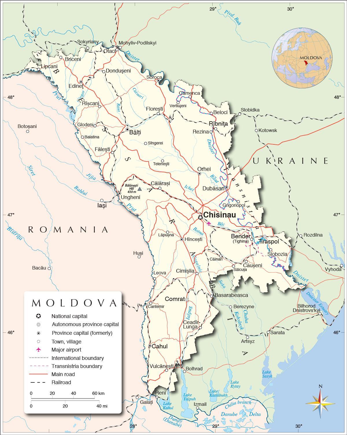 Žemėlapis Moldovos respublikos