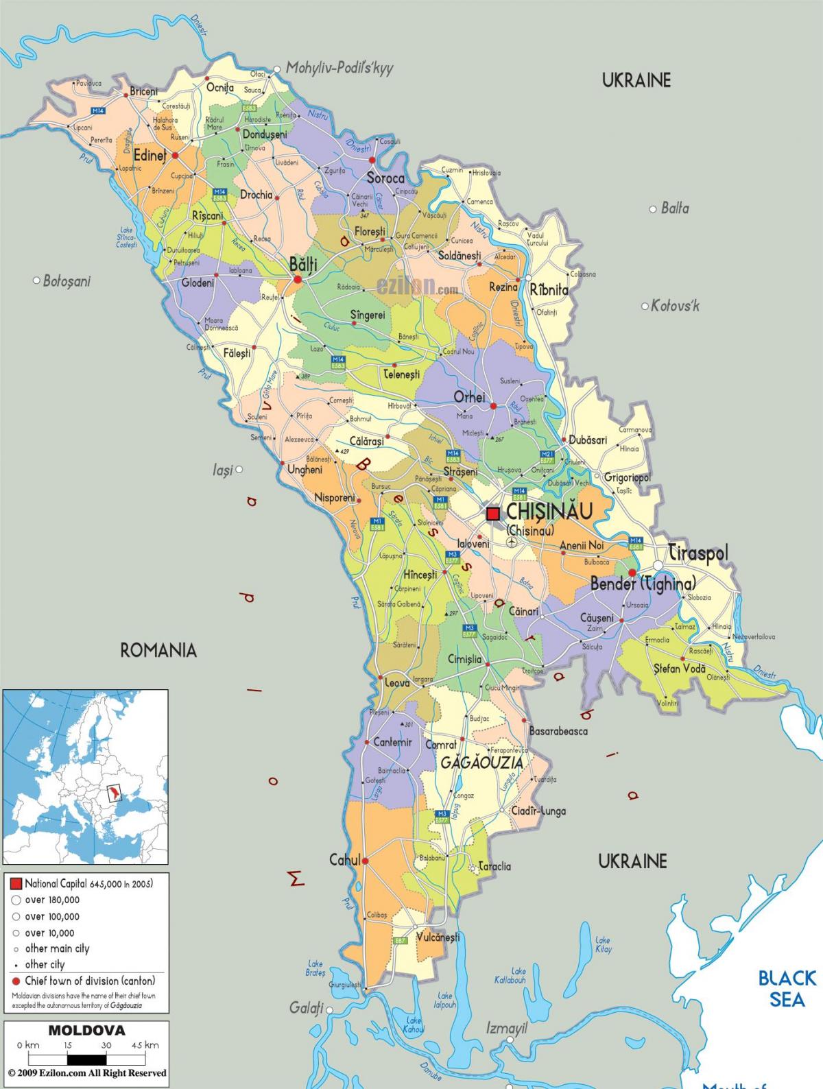 beltsy Moldovos žemėlapyje