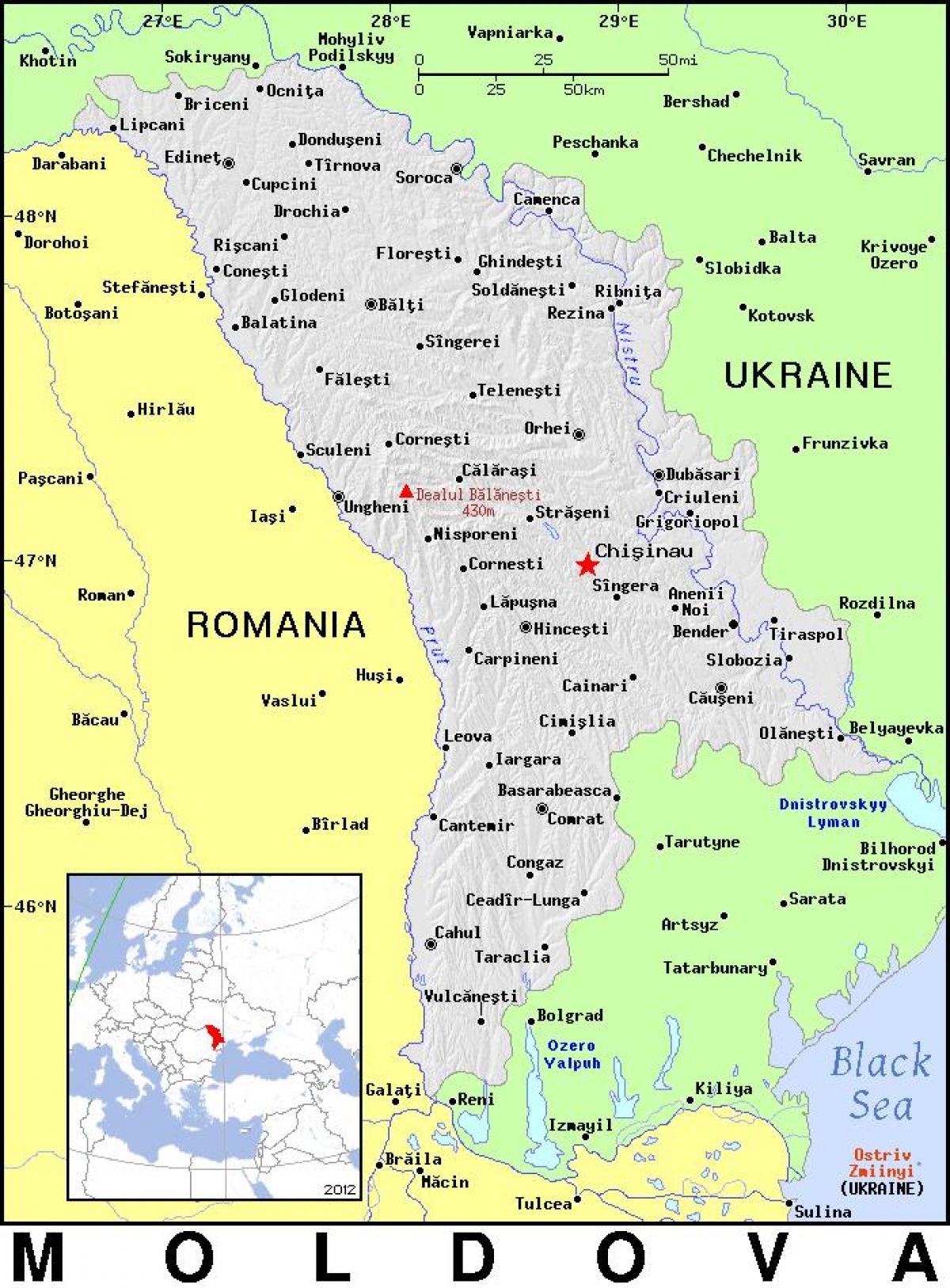 Žemėlapis Moldovos šalį 